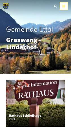 Vorschau der mobilen Webseite www.gemeinde-ettal.de, Gemeinde Ettal
