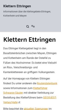 Vorschau der mobilen Webseite www.klettern-ettringen.de, Klettern bei Ettringen in der Eifel