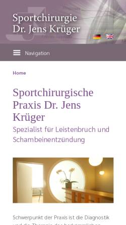 Vorschau der mobilen Webseite praxis-krueger.com, Sportchirurgie Dr. Jens Krüger