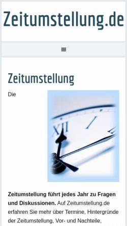Vorschau der mobilen Webseite www.zeitumstellung.de, Zeitumstellung.de: Sommerzeit und Winterzeit