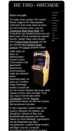 Vorschau der mobilen Webseite www.retro-arcade.de, Retro Arcade