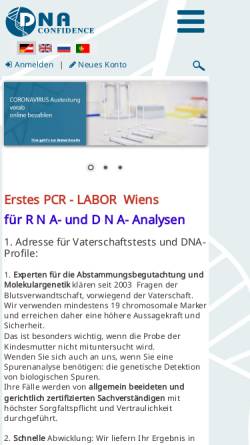 Vorschau der mobilen Webseite www.confidence.at, Confidence DNA-Analysen GmbH