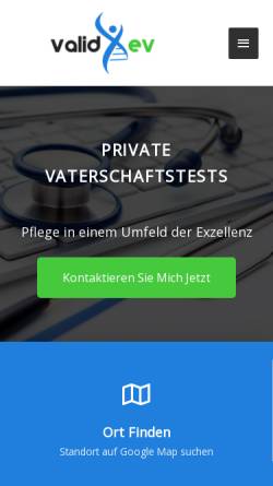 Vorschau der mobilen Webseite www.valid-ev.de, Vaterschaftstest und Abstammungsanalyse-Labors in Deutschland (VALID)