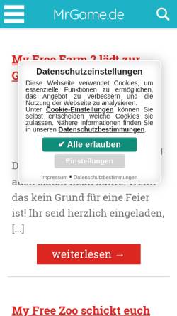 Vorschau der mobilen Webseite mrgame.de, MrGame.de