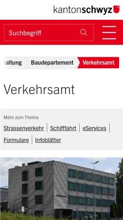 Vorschau der mobilen Webseite www.sz.ch, Strassenverkehrsamt des Kantons Schwyz