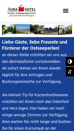 Vorschau der mobilen Webseite www.ostseeperlen.de, Aura-Hotel Ostseeperlen Boltenhagen