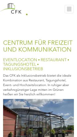 Vorschau der mobilen Webseite www.cfk-freizeitcentrum.de, CFK - Centrum für Freizeit und Kommunikation