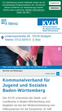 Vorschau der mobilen Webseite www.kvjs.de, Kommunalverband für Jugend und Soziales