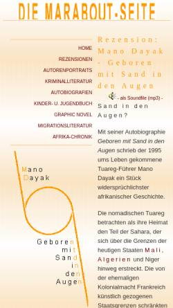 Vorschau der mobilen Webseite www.marabout.de, Mano Dayak: Geboren mit Sand in den Augen