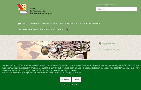 Vorschau von www.vfkbw.de, Verein für Familien- und Wappenkunde in Württemberg und Baden e.V.