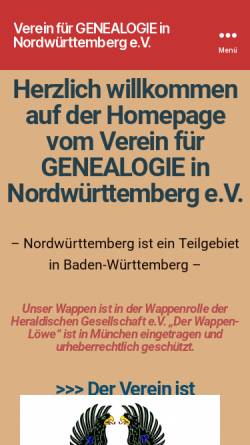 Vorschau der mobilen Webseite www.genealogie-nordwuerttemberg.de, Verein für Genealgie in Nordwürttemberg e.V.