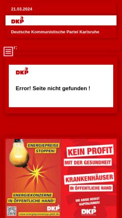 Vorschau der mobilen Webseite www.dkp-karlsruhe.de, DKP Karlsruhe: Artikel gegen den Krieg