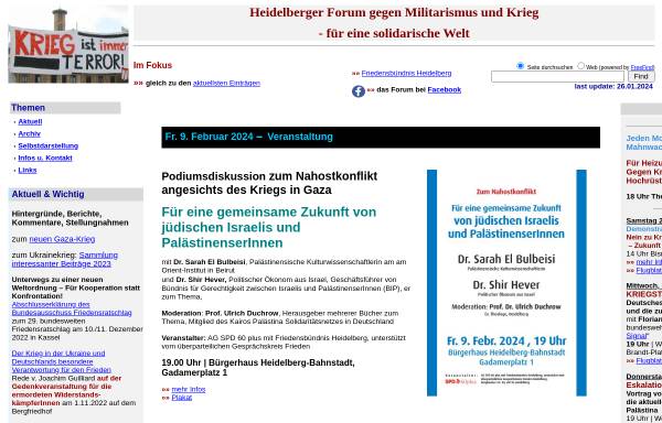 Vorschau von www.antikriegsforum-heidelberg.de, Heidelberger Forum gegen Militarismus und Krieg