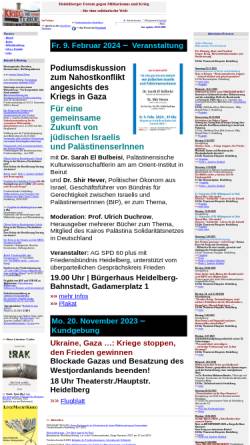 Vorschau der mobilen Webseite www.antikriegsforum-heidelberg.de, Heidelberger Forum gegen Militarismus und Krieg