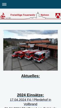 Vorschau der mobilen Webseite www.feuerwehr-nehren.de, Freiwillige Feuerwehren Nehren