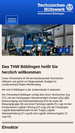 Vorschau der mobilen Webseite www.thw-boeblingen.de, THW Ortsverband Böblingen