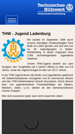 Vorschau der mobilen Webseite www.thw-jugend-ladenburg.de, THW-Jugend Ladenburg