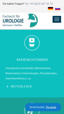 Vorschau der mobilen Webseite www.urologie-steffen.de, Urologische Facharztpraxis Hermann Steffen