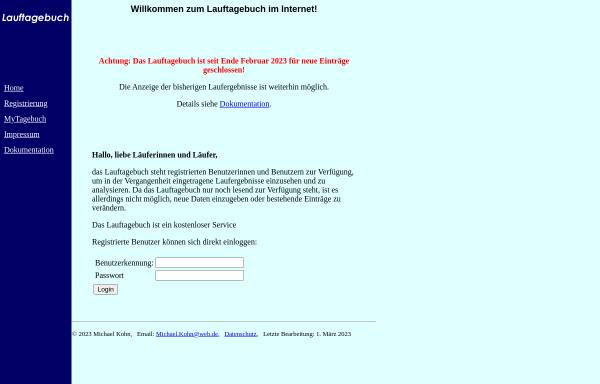 Vorschau von www.lauftagebuch.de, Lauftagebuch