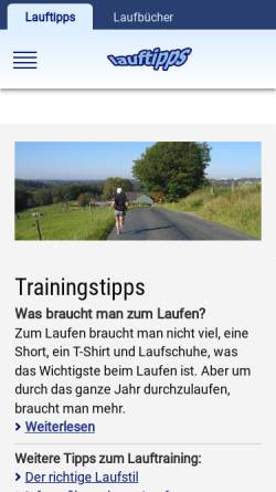 Vorschau der mobilen Webseite www.lauftipps.de, Lauftipps.de