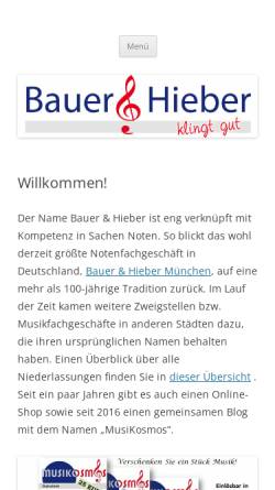 Vorschau der mobilen Webseite www.bauer-hieber.com, Bauer und Hieber
