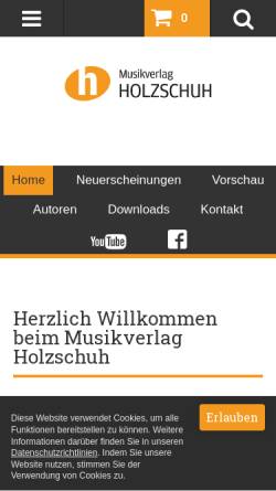Vorschau der mobilen Webseite www.holzschuh-verlag.de, Musikverlag Holzschuh