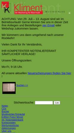 Vorschau der mobilen Webseite kliment.at, Musikverlag Johann Kliment KG