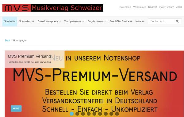 Vorschau von www.mv-schweizer.de, MVS Musikverlag-Versand Schweizer