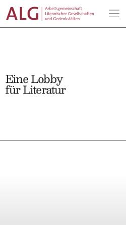 Vorschau der mobilen Webseite www.alg.de, Arbeitsgemeinschaft Literarischer Gesellschaften (ALG)