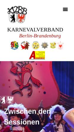 Vorschau der mobilen Webseite www.kvb-b.de, Karnevalverband Berlin-Brandenburg (KVBB)