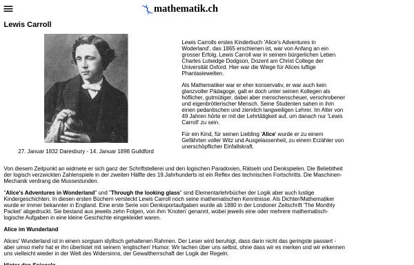 Vorschau von www.mathematik.ch, Lewis Carroll