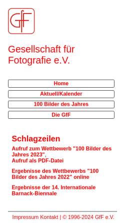 Vorschau der mobilen Webseite www.gff-foto.de, Gesellschaft für Fotografie e.V.