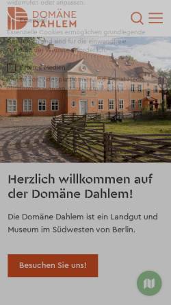Vorschau der mobilen Webseite www.domaene-dahlem.de, Freilichtmuseum Domäne Dahlem