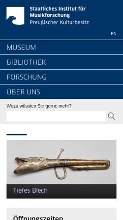 Vorschau der mobilen Webseite www.sim.spk-berlin.de, Musikinstrumenten-Museum