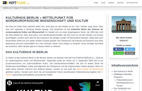 Vorschau von www.kulturhus-berlin.de, Kulturhus Berlin - Zentrum für Nordeuropäische Kultur und Wissenschaft