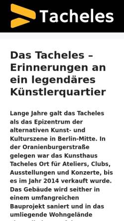 Vorschau der mobilen Webseite www.tacheles.de, Kunsthaus Tacheles