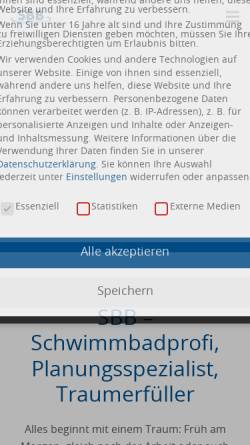 Vorschau der mobilen Webseite sbb-schwimmbadbau.de, Schwimmbadbau- und Bauelementevertrieb Biggetal GmbH