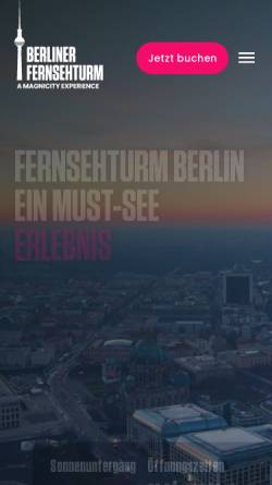 Vorschau der mobilen Webseite www.berlinerfernsehturm.de, Berliner Fernsehturm