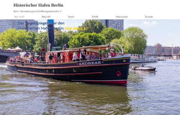 Vorschau von www.historischer-hafen-berlin.de, Historischer Hafen - Berlin-Brandenburgische Schiffahrtsgesellschaft e.V.