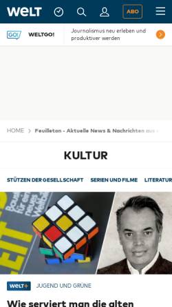 Vorschau der mobilen Webseite www.welt.de, Kultur - Die Welt online
