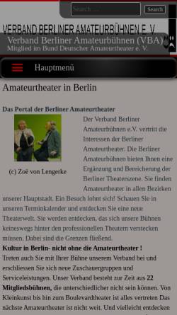 Vorschau der mobilen Webseite www.vba-online.de, Verband Berliner Amateurbühnen e. V. (VBA)