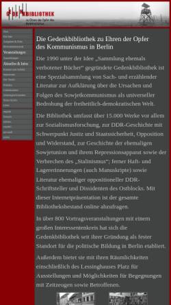 Vorschau der mobilen Webseite www.gedenkbibliothek.de, Gedenkbibliothek - Verbotene Bücher in der DDR