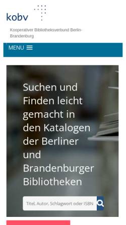 Vorschau der mobilen Webseite www.kobv.de, Kooperativer Bibliotheksverbund Berlin - Brandenburg (KOBV)