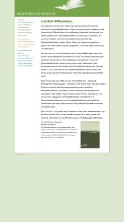 Vorschau der mobilen Webseite www.umweltbibliotheken.de, Umweltbibliotheken im Internet - GRÜNE LIGA e.V.
