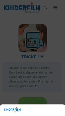 Vorschau der mobilen Webseite kinderfilm-berlin.de, Kinderfilm Berlin e.V.