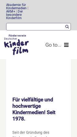 Vorschau der mobilen Webseite www.kinderfilm-online.de, Kinderfilm-online.de - Kinderkinobüro Berlin-Brandenburg e.V.