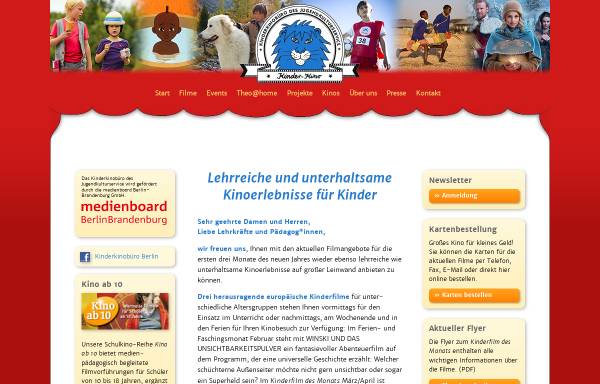 Vorschau von www.kinderkinobuero.de, Kinderkinobüro des JugendKulturService GmbH