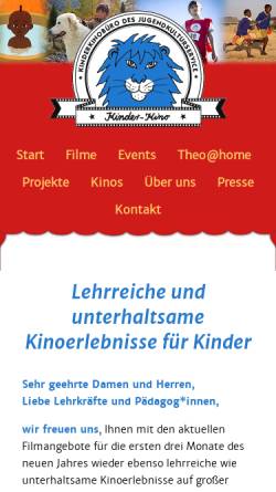 Vorschau der mobilen Webseite www.kinderkinobuero.de, Kinderkinobüro des JugendKulturService GmbH