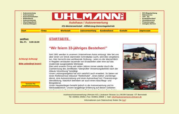 Vorschau von www.autoverwertung-uhlmann.de, Autoverwertung Uhlmann