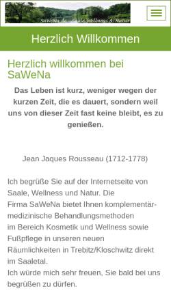 Vorschau der mobilen Webseite www.sawena.de, Saale, Wellness und Natur